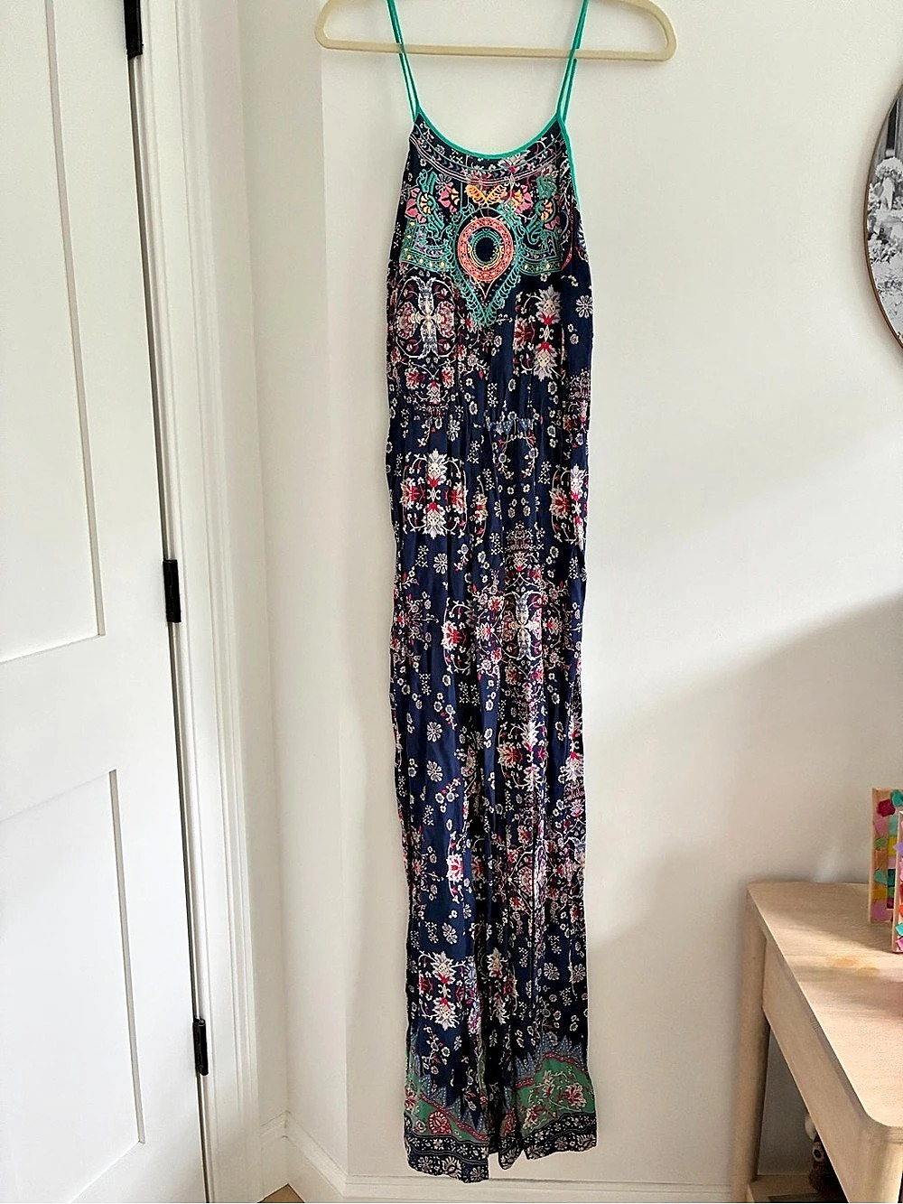 Flying Tomato Floral Maxi Dress Blue & Green Size Large